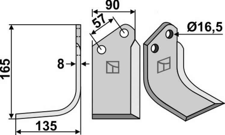 Fräsmesser 165x902mm, links